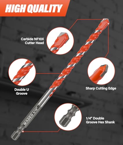 17pcs Concrete Hex Shank Carbide Drill Bits Set with Bit Holder