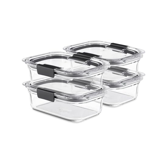 Rubbermaid Brilliance Glass Food Storage Containers, 3.2 Cup, Set of 4, BPA-Free, Leak-Proof, Clear - size: 3.2 Cup (8-Piece)