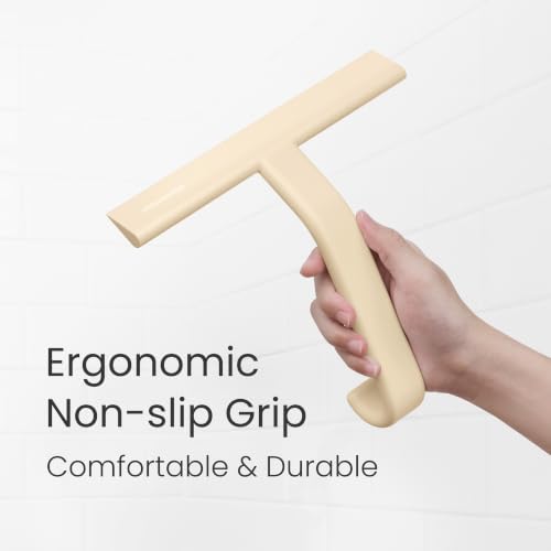 dancemoon JustHang Shower Squeegee with Built-in Hook, 10'' Sand Beige - color: Sand Beige