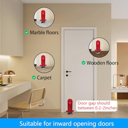 Door Stoppers Security, Portable Door Lock for Travel, Hotel Safety Device - color: Red