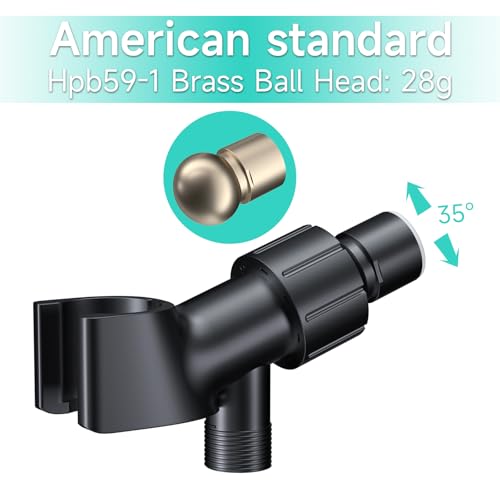 MAYYAYA Brass Ball Handheld Shower Head Holder, 59IN ShowerHead Hose, Black - color: Black