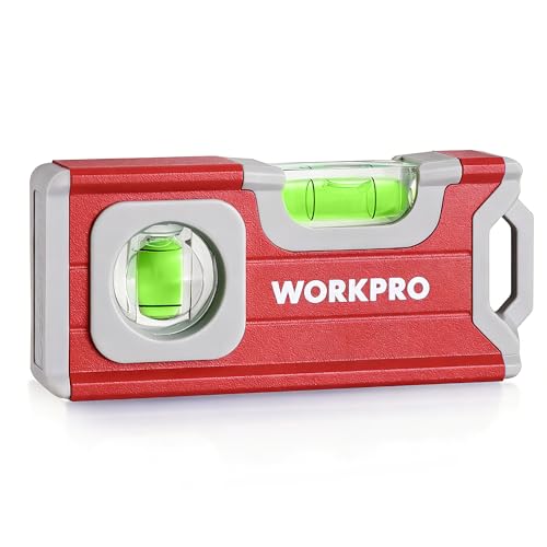 WORKPRO 4-1/2 Inch Mini Magnetic Pocket Level, Aluminum Alloy, Red - color: Red