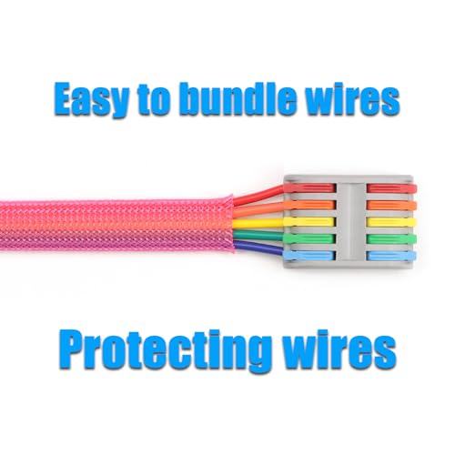 25ft PET Expandable Braided Cable Sleeve 5/8inch(16mm) Pet Braided Cable Sleeve for Audio Video Device Wire Automotive Wire (Pink) - color: Pink, size: 16mm"(5/8 inch)