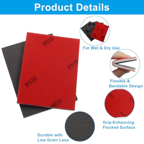 20 PCS Ultra Fine 320 Grit Sanding Sponge - size: 320 Grit