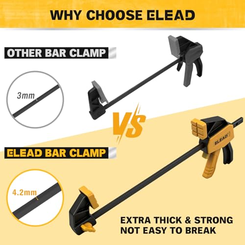 6" Mini Bar Clamps for Woodworking, 2-Piece One-Handed F Clamp/Spreader, 75LBS Load Limit Wood Clamp, Quick Release Grip Clamps for Table Wood Working, Light-duty Tools - style: 2-Piece 75lbs