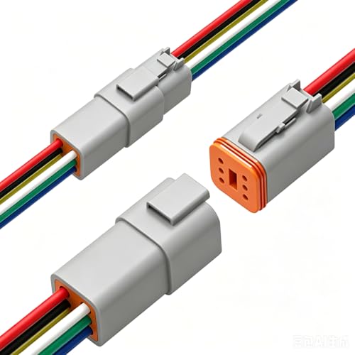 Newdeli Deutsch 6 Pin Connector Kit Waterproof Electrical Connector 16 AWG Male and Female Automotive Wire Connectors for Car Truck Boat, Dt Connector 2 Sets - size: DT Connector 2 Sets 6 Pin