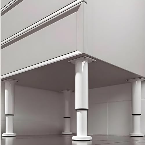 4Pcs White Adjustable 4.7-7.08 Inch Metal Furniture Legs for Cabinet Sofa - color: White, size: 4.7"-7.08"-Set of 4