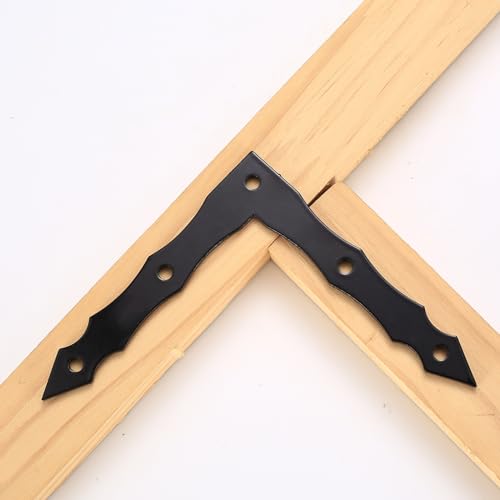 Decorative Corner Brackets, 10pcs L-Shape Barn Door Sliding Brace, Rustic Black Flat L Bracket, Joint Right Angle for Wood Garage Gates Shutters (100x100x15mm)