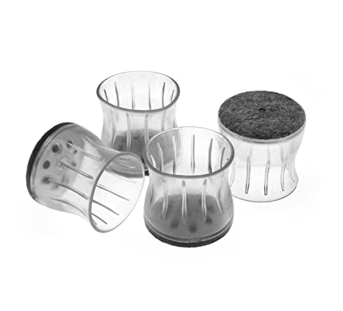 Slipstick GorillaFelt Chair Leg Floor Protectors for Hardwood Floors, Clear Sleeve Felt Pads for Furniture That Stay On, Fits Round & Square Legs, Includes 4 Premium Transparent Chair Socks, CB188 - size: 1-3/8 Inch - 1-3/4 Inch Sleeve 4 Pack