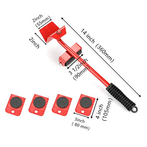 Mr Hercules Furniture Lift Mover Tool Set,Furniture Lifter Tool with Lifting Lever & 4 Wheels,Heavy Furniture Moving Sliders Appliance Rollers Heavy Duty Mover Dolly Sliders Tool Furniture Lifter