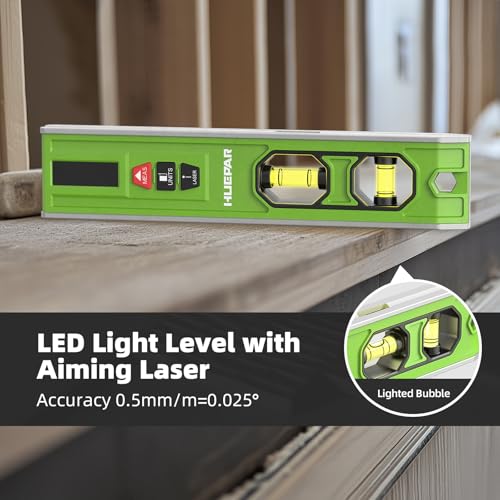 Huepar 3-in-1 Laser Level/Laser Distance Measure/Magnetic Torpedo Level