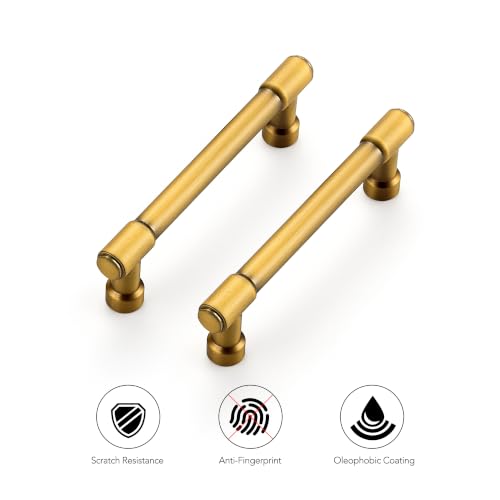Ravinte Brushed Brass Kitchen Pulls Cabinet Handles 3-3/4 Inch 10 Pack - color: Brushed Brass, size: 3-3/4 Inches Hole Center