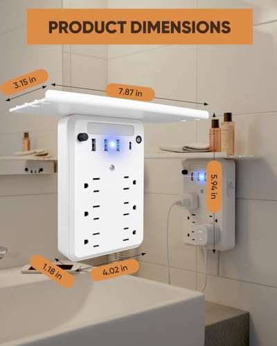 Saker Outlet Extender with Night Light, 6 AC, 4 USB, Surge Protector - style: Multi-Plug Outlet with Night Light