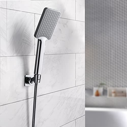 YDmeet Shower Head Holder, Adjustable Handheld Brass Shower Head Bracket, Wall Mount Holder, Drill Free Glue Installation (Polished Chrome) - color: Chrome