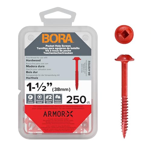 Bora Pocket Hole Screws 1-1/2 in Fine Thread 250 Piece - size: 1-1/2 inch (250 Piece), style: Fine Thread