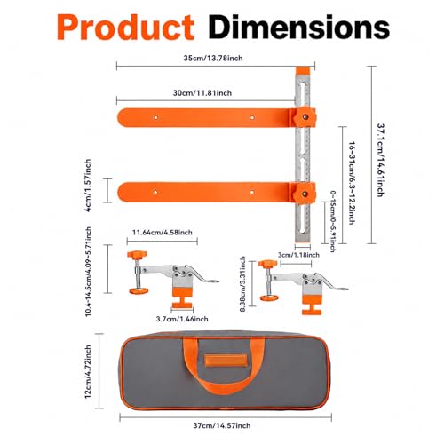 Drawer Slide Installation Jig with Toggle Clamp,Cabinet Hardware Jig with Magnetic Arm Punch Locator, Installing Faster, Straighter, and Smarter(4 Layers)