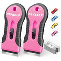 DIYSELF 2 Pack Razor Blade Scraper, Razor Scraper with 10 Spare Blades - color: Pink