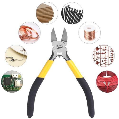 Mr. Pen- 5" Wire Cutters Bulk, 5 Pack, Precision Cutting Pliers - color: Yellow, Spring-loaded, size: 5 inch, 5 Pack