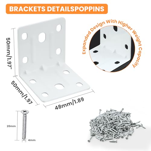 Alise 10 Pack White 2x2in L Brackets Heavy Duty Metal for Wood Furniture - color: White, size: (10P) 2X2 inch