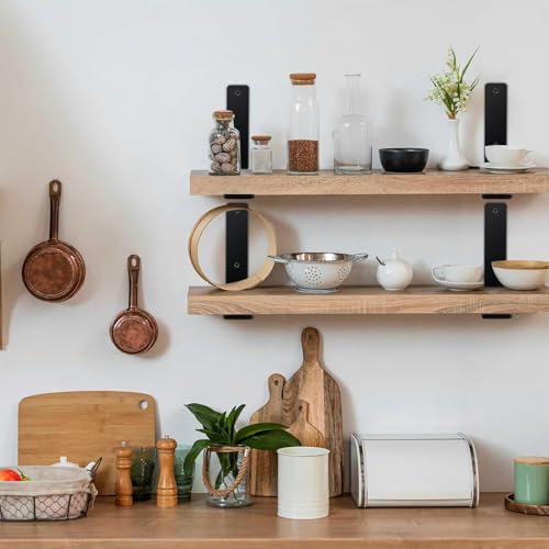 8 Pack - L 12" x H 8" x W1.5, 5mm Thick Black L Shelf Bracket, Iron Shelf Brackets, Metal Shelf Brackets, Floating Shelf, Shelf Supports with Screws - size: 12''x8'', style: Black 8 Pack