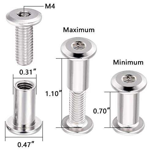 40 Sets Silver Furniture Connector Bolts M6x15mm Binding Screws for Wood - color: M6x15mm-D