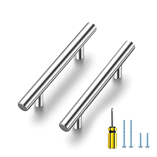 Ravinte Brushed Nickel Cabinet Handles, 30 Pack Drawer Pulls, 3 in | 5in Overall Lenghth, T Bar Pull, Smooth Grip, Kitchen Hardware Upgrade, For Cabinets, Drawers, Cupboards, Dressers - size: 3 Inch Hole Centers