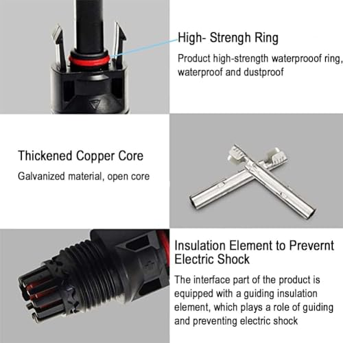 100PCS/50 Pairs Solar Connectors M-C-4 Male/Female IP67 Waterproof Solar Panel Cable Connectors with 2 PCS Spanners - color: 50pair MC4+1pair Spanner