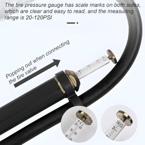 17PCS 0-200 PSI Tire Inflator Gauge, 1/4 Inch NPT, Black - color: Black