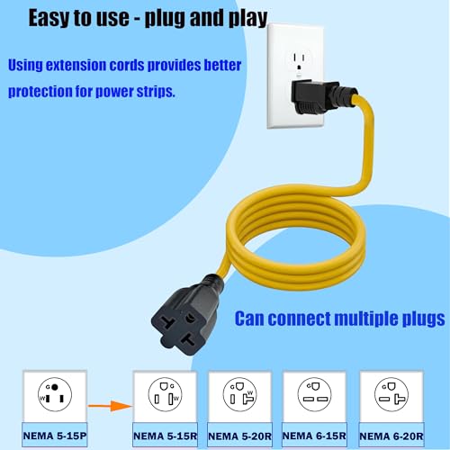 3FT 12AWG Heavy Duty Right-Angle 15Amp to 20Amp Extension Cord - size: 3Ft extension cord
