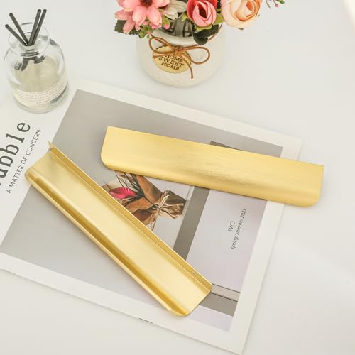 Malimali 5 Pack 7.87" Gold Edge Finger Pulls for Cabinets, Drawer Handles - color: Brushed Gold, size: 200mm/7.87" (5Pcs)