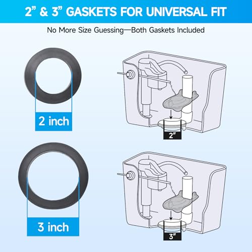 Toilet Tank to Bowl Bolt & Gasket Kit, 304 Stainless Steel Bolts, High-Density Foam Rubber Gasket, Compatible with 2-Inch and 3-Inch Seals, Easy Installation for Leak and Loose Connection Repairs - style: Universal Gasket Kit with 2 Sets Bolts