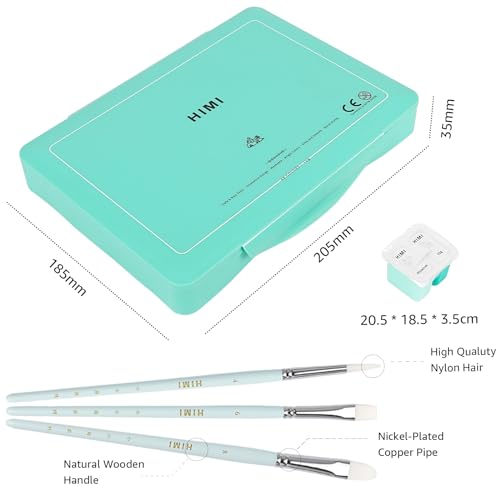 HIMI Gouache Paint Set, 48 Colors x 0.4 oz, Twin Jelly Cup, 3 Brushes - color: 48 colors