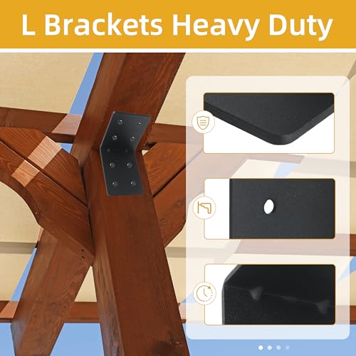 6-Pack 4"x4"x3-1/8 Heavy Duty Steel Corner Bracket, L Right Angle Bracket - size: 4" x 4" x 3-1/8“
