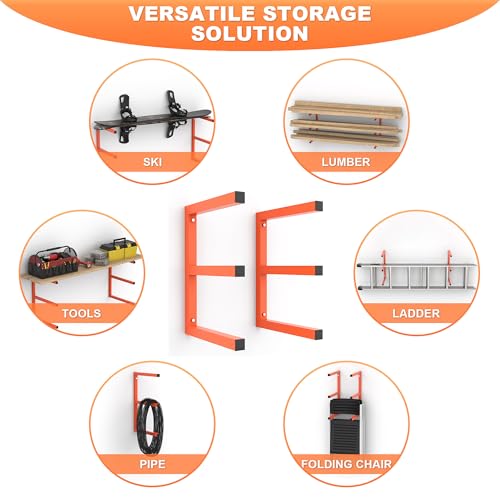 Ultrawall Lumber Storage Rack, Wall Mount Wood Storage Racks - color: Orange