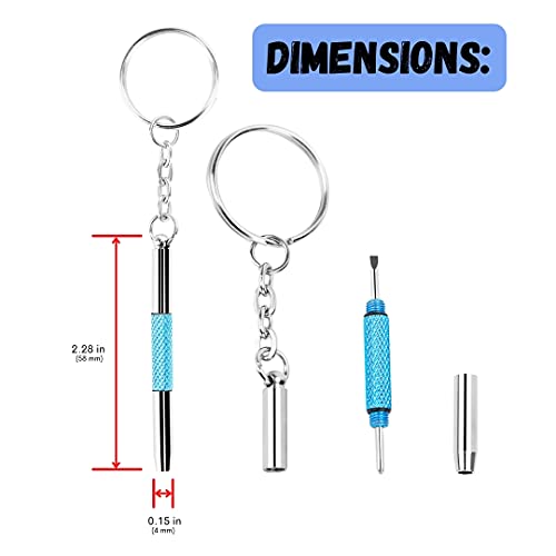UNEAK - Eyeglass Screwdriver Repair Kit Precision 3 in 1 Mini Screwdrivers Set Keychain Glasses, Sunglasses, Sunglass, Watch, Electronics, Jewelry, Eyeglasses, Flat Head, Phillips, Hex - color: Blue
