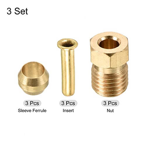 PATIKIL 2.5mm ID 4mm OD Tube Brass Compression Assortment Kit 3 Set - size: 2.5mmx4mm