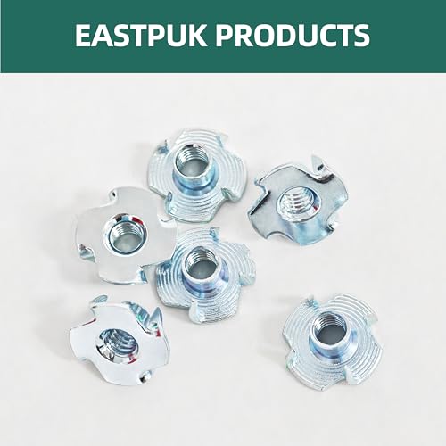 180-Pack 1/4"-20 5/16"-18 3/8"-16 T-Nuts Assortment Kit Zinc Plated Steel, 4-Pronged Tee Nut for Wood, Rock Climbing Holds T Nuts Set Nutserts for Wood Furniture
