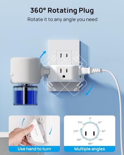 TROND 2 Prong to 3 Prong Outlet Adapter with 360 Rotating Plug 2 Pack - color: White, size: 3AC-2 Prong (Rotating Plug), 2 Pack