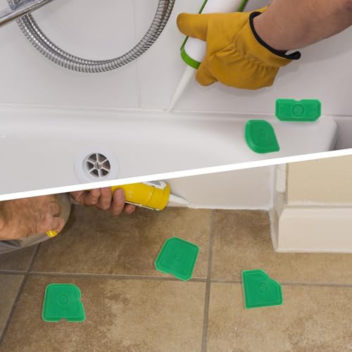 Tinoaly 10pcs Silicone Caulking Tool Kit, Caulk Remover Tool Portable Sealant Scraper Reusable Grout Scraper for Kitchen Bathroom Floor (Green) - color: Green