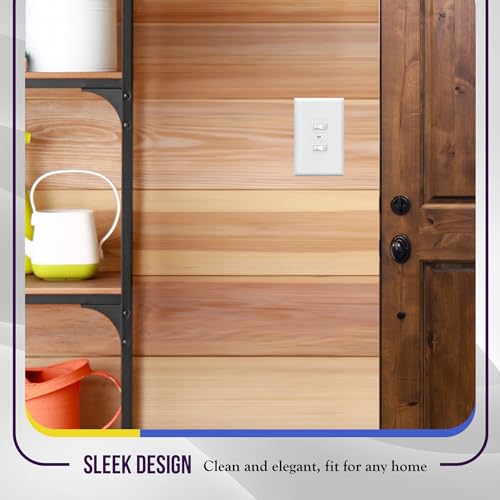 ENERLITES Duplex Receptacle Outlet Wall Plate, Jumbo Outlet Covers, Gloss Finish, Oversized 1-Gang 5.5" x 3.5", Polycarbonate Thermoplastic, 8821O-W, White - color: White, size: Over-Size