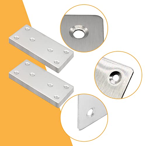 4pcs Metal Flat Straight Brace Bracket, 4'' x 2'' (L x W) , Silver - size: 4'' x 2''/ 100mm x 50mm, style: Silver-4pcs