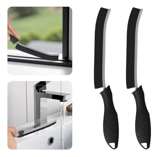 TQRR 2Pcs Cleaning Brush, Grout Brush, Hard Bristle Crevice Cleaning Brush - color: Black