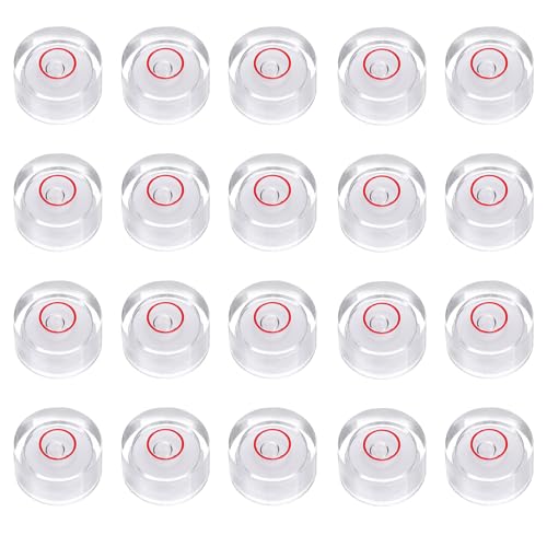 HARFINGTON 20pcs Circular Bubble Spirit Level 12x6mm Mini Round Bubble Spirit Level Little Measuring Layout Tools for TV Industrial Carpentry Picture Frame, White/Red - color: White/Red, size: 12x6mm