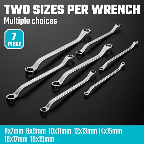 DURATECH 7-Piece Anti-slip Offset Box Wrench Set, Metric, 6-19mm