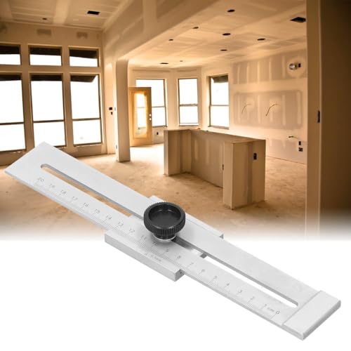 Precision Carbon Steel Sliding Line Ruler Woodworking Parallel Gauge with Slide Stops ABS Knob Deburred Edge Marking Tool for Mechanical Processing