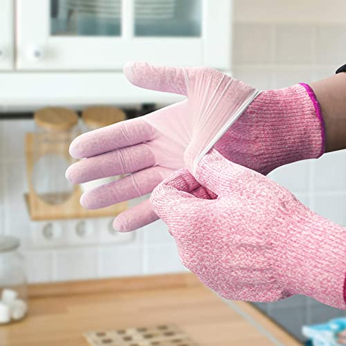 Evridwear Cut Resistant Gloves Food Grade Level 5 Kitchen Safety Protection (Large, Pink) - color: Pink, size: Large (Pack of 1)