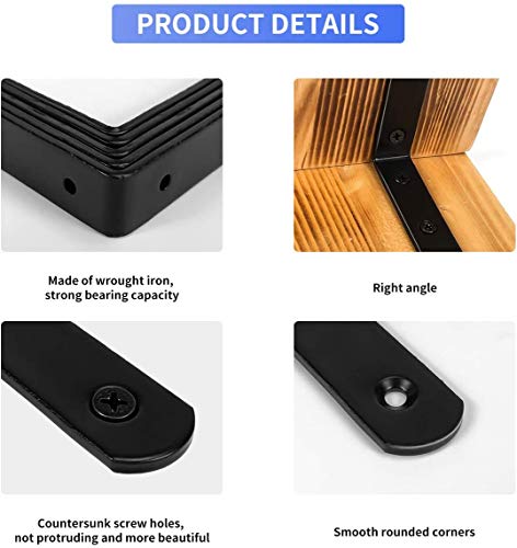 20 PCS Black Corner Bracket Heavy Duty Shelf Brackets 5 x 3 Inch L Corner Brace Joint Angle Bracket for Shelves, Furniture Cabinet Bookshelf with Screws - size: 5X3-20PCS