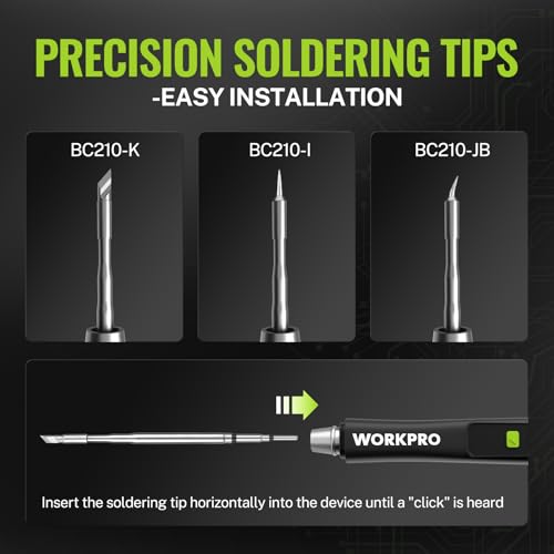 WORKPRO DC Soldering Iron Kit, Fast Heating Soldering Iron Pen with 3 Tips