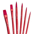Acrylic Paint Brush Set, 6 pcs Watercolor Brushes, Painting Brush Nylon Hair Brushes for All Purpose Oil Watercolor Painting Beginner Kits (6, Red) - color: Red