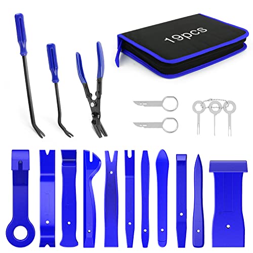GOOACC - GRC-49 19Pcs Trim Removal Tool Set & Clip Plier Upholstery Remover Nylon Car Panel Removal Set with Portable Storage Bag - color: Blue